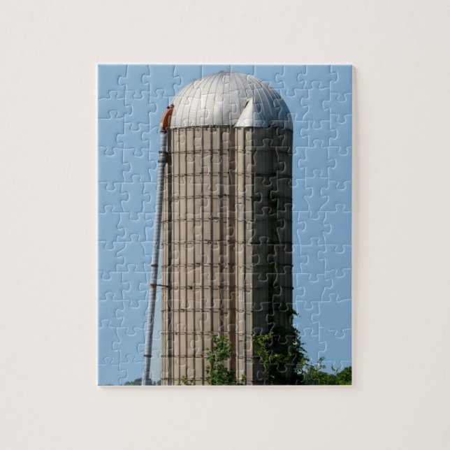 Rural Farm Silo in Blue Sky Jigsaw Puzzle (Vertical)