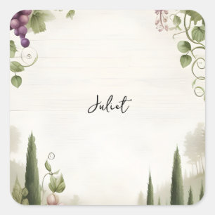 Rural Farm Wood Seed Ivy Vineyard Bridal Shower Square Sticker