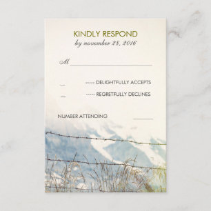 Rural Fence Barbed Wire Rustic Wedding RSVP Card