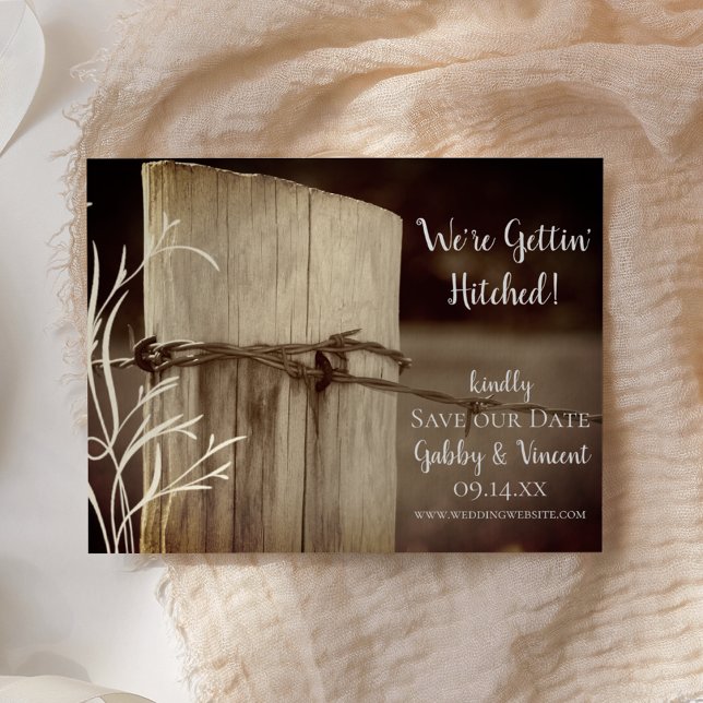 Rural Fence Post Country Farm Wedding Save The Date (Creator Uploaded)