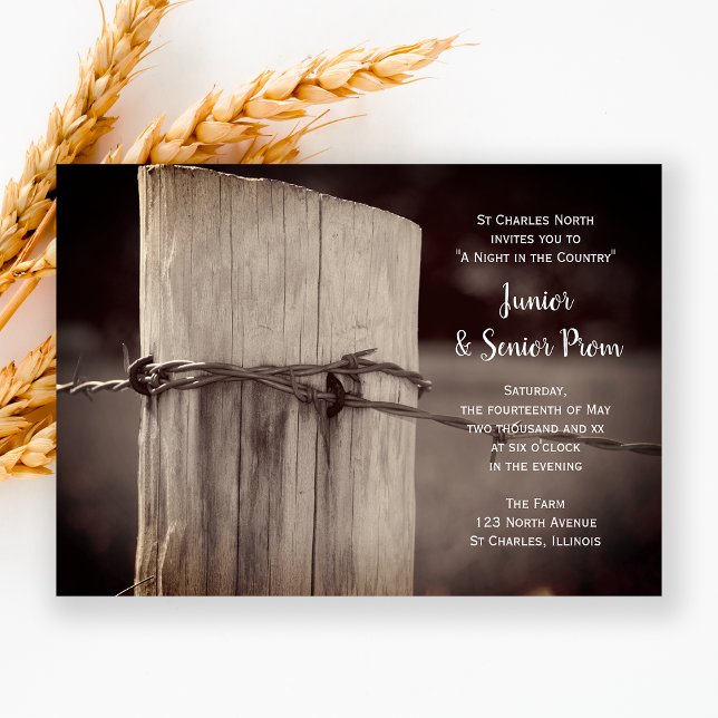 Rural Fence Post Country Junior / Senior Prom Invitation (Creator Uploaded)