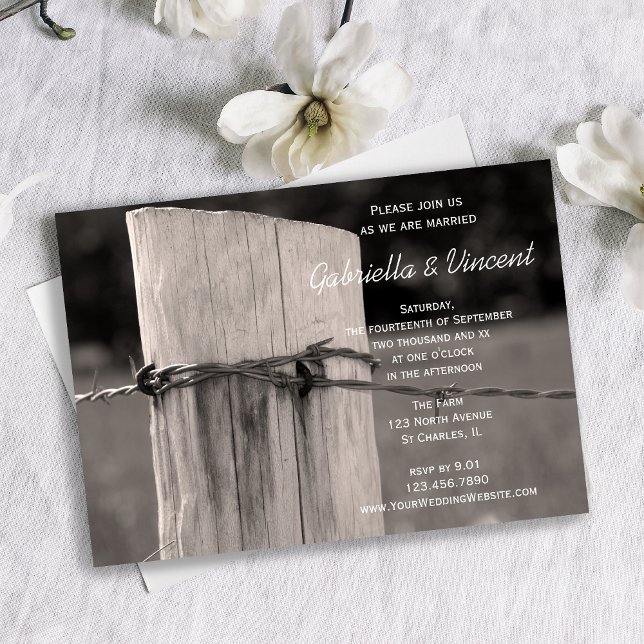 Rural Fence Post Country Ranch Wedding Invitation (Creator Uploaded)
