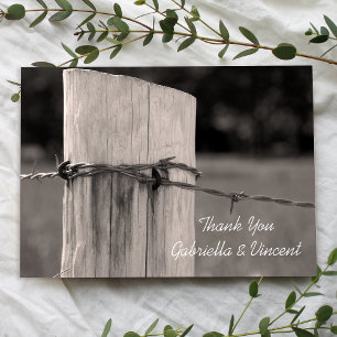 Rural Fence Post Country Wedding Thank You Note