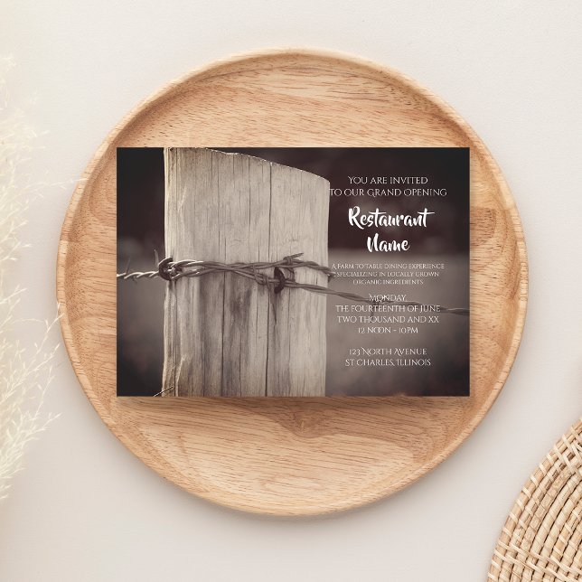 Rural Fence Post Farm Restaurant Grand Opening Invitation (Creator Uploaded)