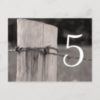 Rural Fence Post Farm Wedding Table Number