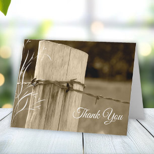 Rural Fence Post Funeral Memorial Sympathy Thank Thank You Card