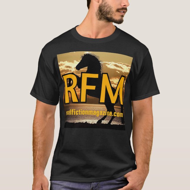 Rural Fiction Magazine Logo horse and sunset T-Shirt (Front)