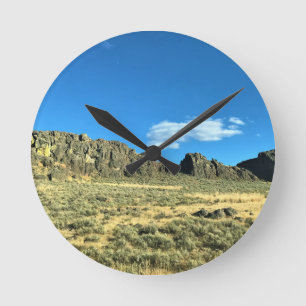 Rural Harney County, Burns, Oregon Canvas Print Round Clock