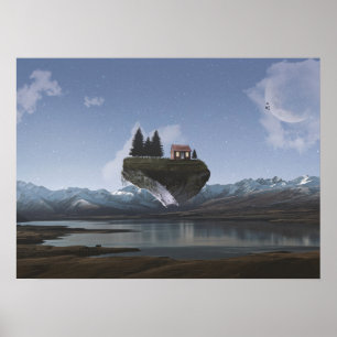 Rural House, Fantasy Floating Land Poster