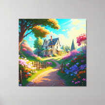 rural house with flowers garden 