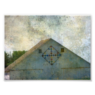 Rural Iowa Barn With Quilt Grunge Photo Print