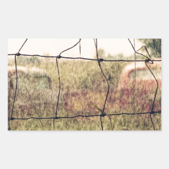 Rural Junkyard, Vechicles Rusting Away in a Field Rectangular Sticker (Front)