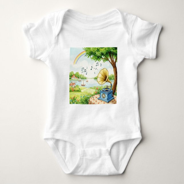 Rural landscape baby bodysuit (Front)