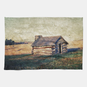 Rural Landscape prairie western country cabin Tea Towel