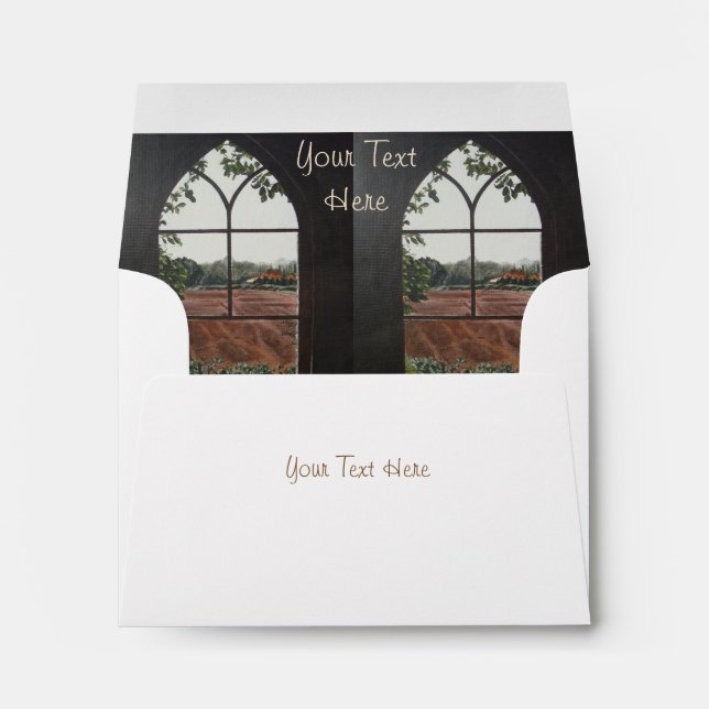 rural landscape view from church window envelope (Back (Bottom))