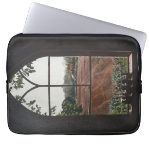 rural landscape view from church window laptop sleeve