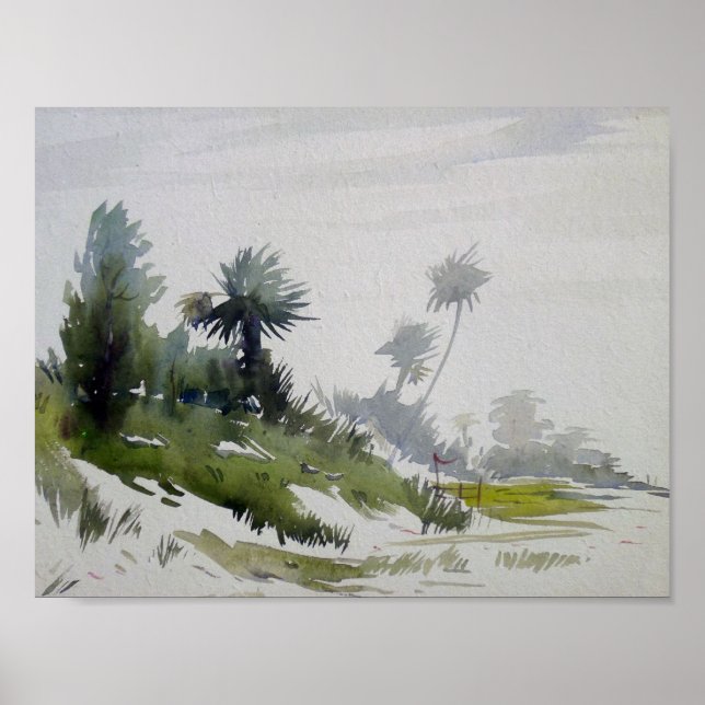Rural Landscape Watercolor Painting Poster (Front)