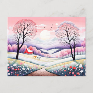 Rural Landscape Winter to Spring Transition Postcard