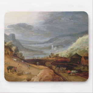 Rural Landscape with a Farmer Bridling Horses, a P Mouse Pad