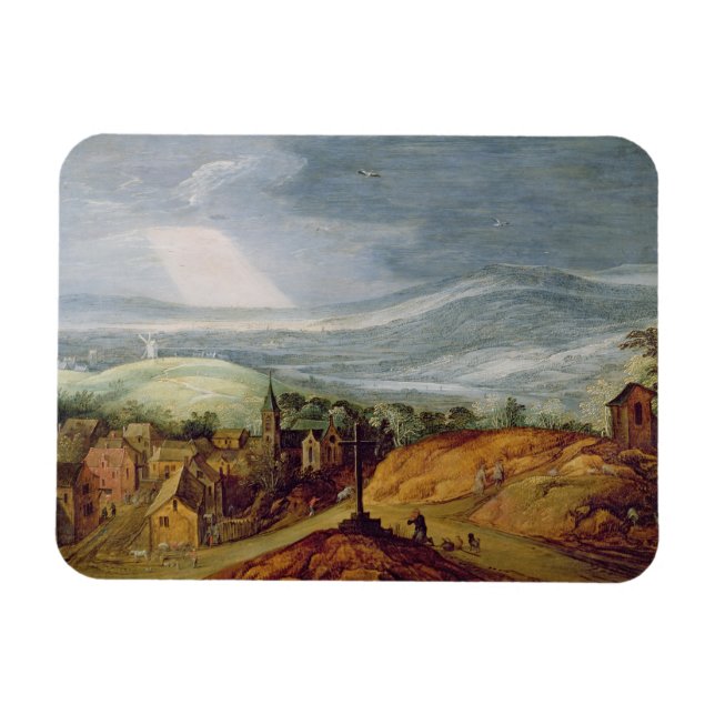 Rural Landscape with a Pilgrim Kneeling Before the Magnet (Horizontal)