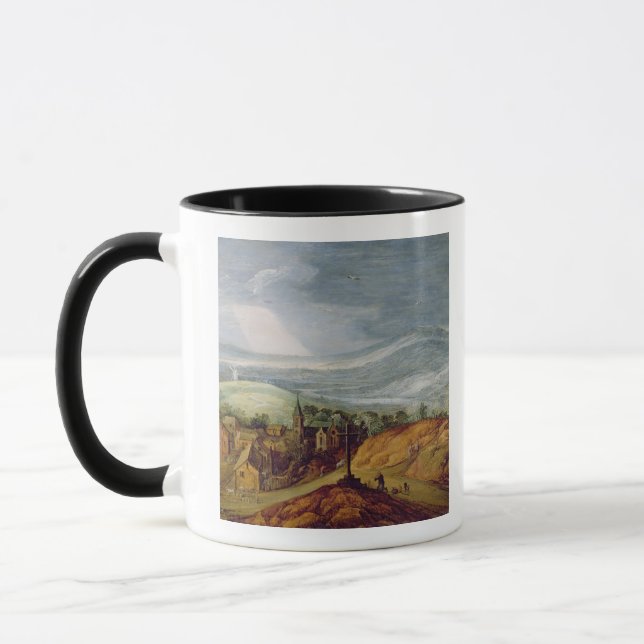 Rural Landscape with a Pilgrim Kneeling Before the Mug (Left)