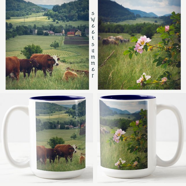 Rural landscape with cows Two-Tone coffee mug (Creator Uploaded)