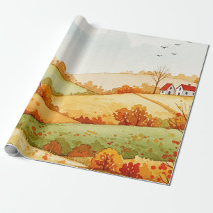 Rural landscape wrapping paper