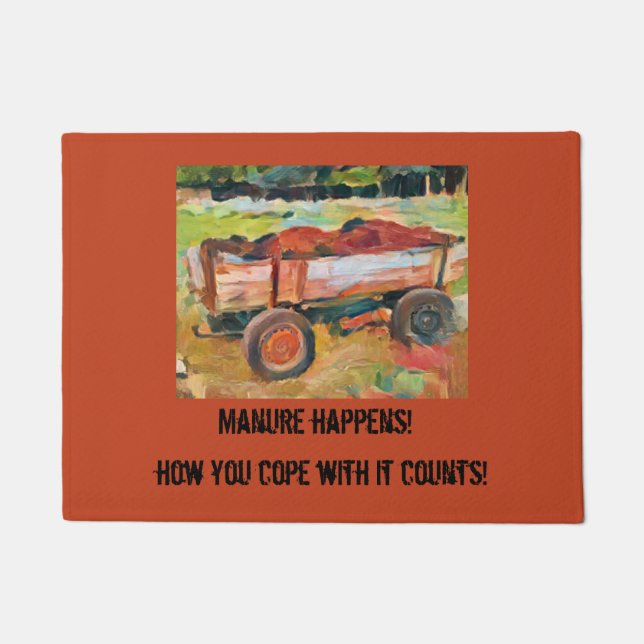  rural life manure cart, A.I. enhanced photo  Doormat (Front)