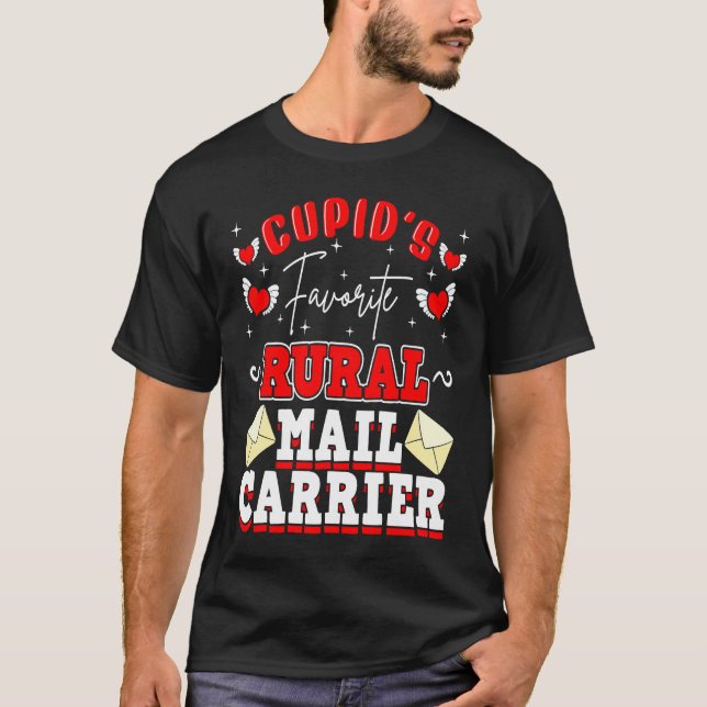 Rural Mail Carrier Cupid Valentine's Day Postal Wo T-Shirt (Front)