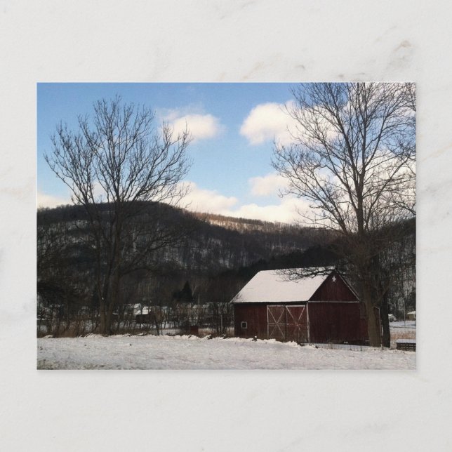 Rural Pennsylvania Barn in Winter Postcard (Front)