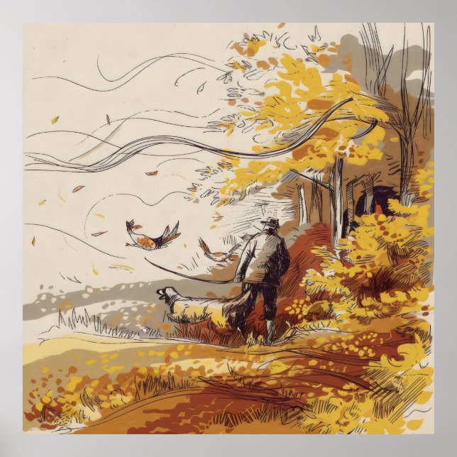 Rural Pursuit Hanting Wildlife Autumn Birds Nature Poster (Front)