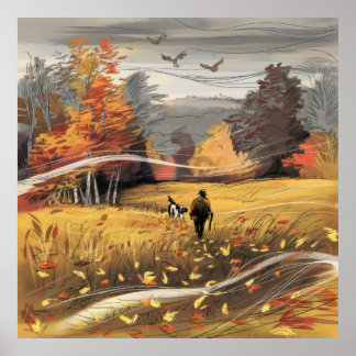 Rural Pursuit Pheasant Hunting Autumn Nature Poster