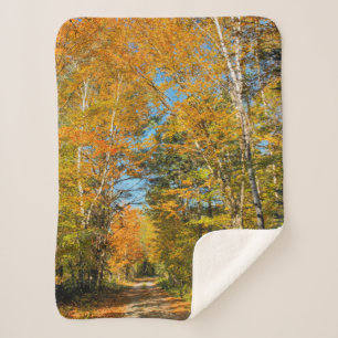 Rural Road Autumn Colors New Hampshire Sherpa Blanket