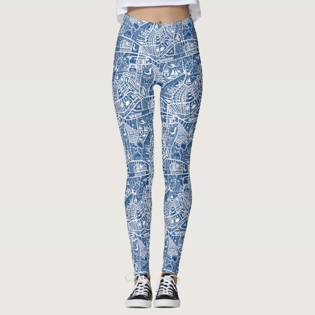 rural seaside living blue leggings (Front)