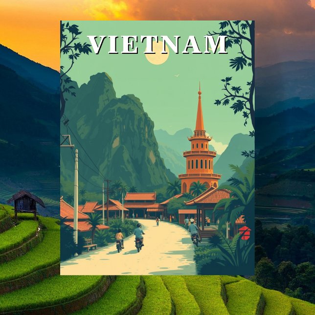 Rural Vietnam Travel Illustration Postcard (Rural Vietnam Travel Illustration Postcard)