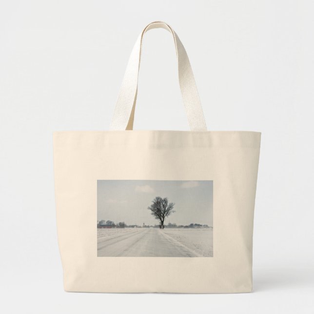 Rural winter road large tote bag (Front)