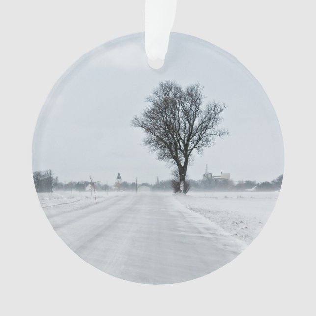 Rural winter road ornament (Front)