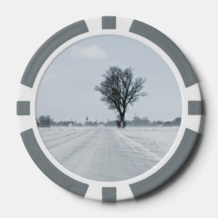 Rural winter road poker chips