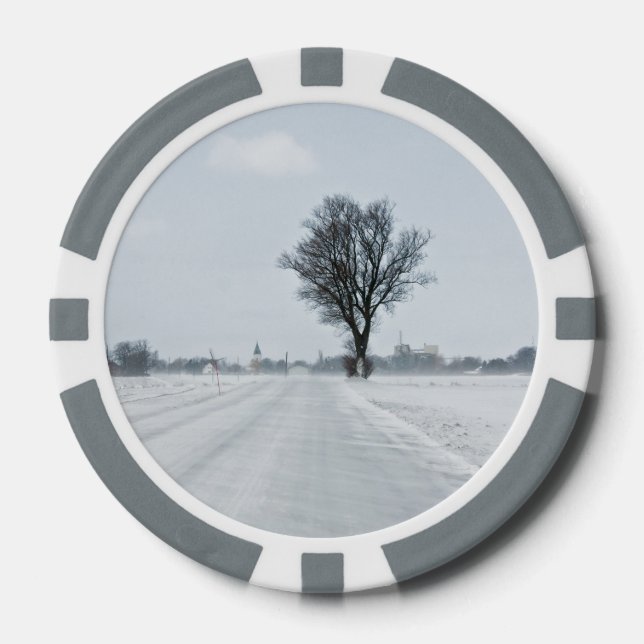 Rural winter road poker chips (Front)
