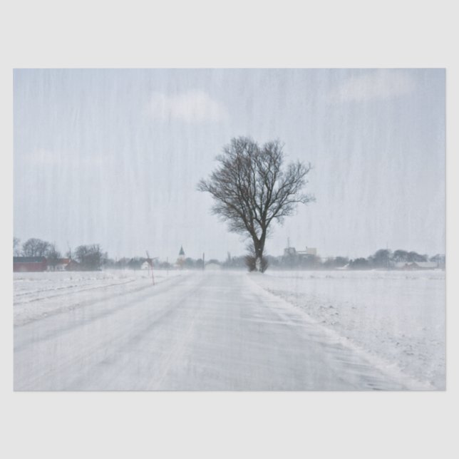 Rural winter road tissue paper (Front)