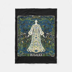 Rusalka Slavic Water Srit Pagan Myth Folk Art Fleece Blanket