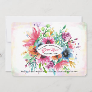 Rush of Watercolor Flowers Invitation
