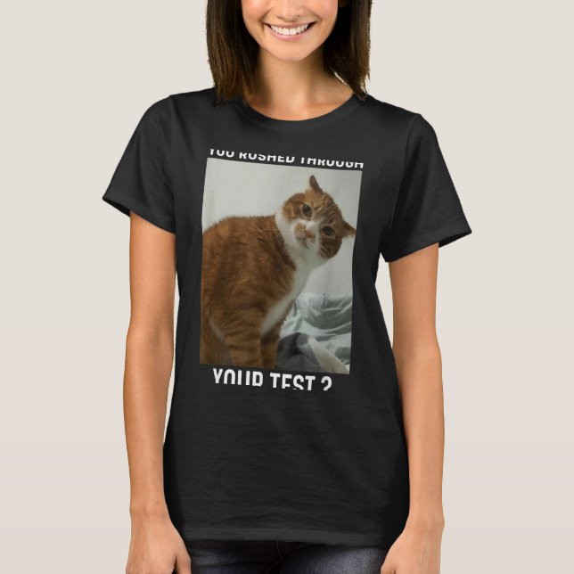 Rushed Through Test Funny Test Day Teacher Cat T-Shirt (Front)