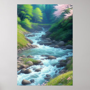 Rushing Mountain Stream Poster