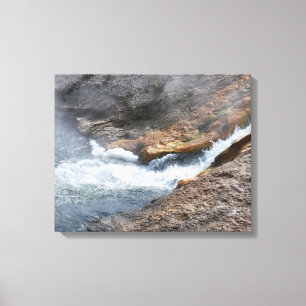 Rushing Waterfall Rocks Yellowstone Water River Canvas Print