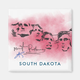 Rushmore South Dacota National Memorial Drawing Magnet