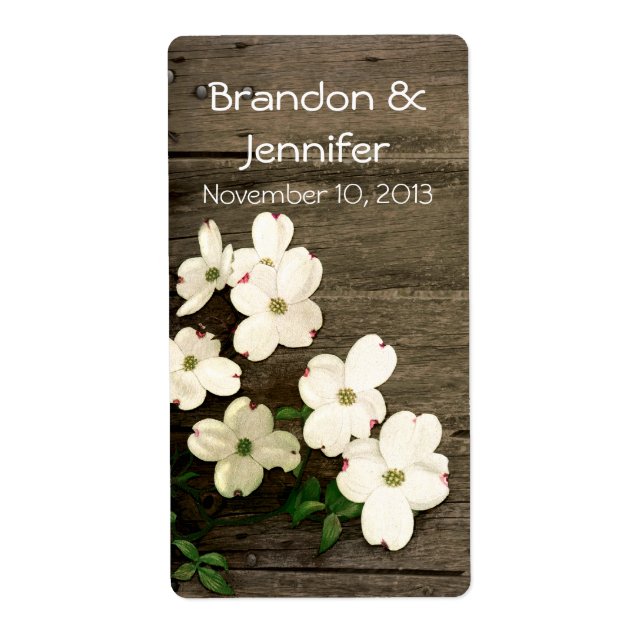 Rusic Fence with Flowers Wedding Mini Wine Labels (Front)