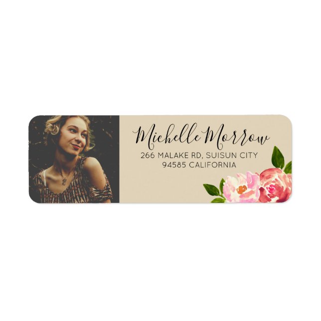 Rusic flower tan return label graduation party (Front)
