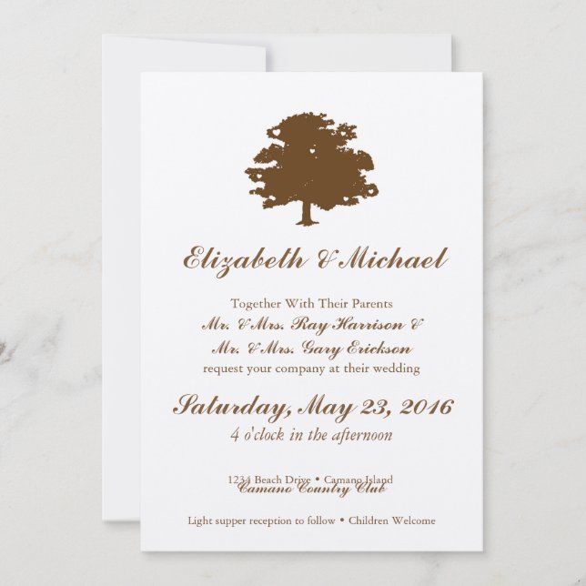 Rusic Tree Wedding Invitation (Front)