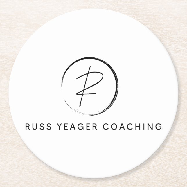 Russ Yeager Coaching Signature Logo Round Paper Coaster (Front)